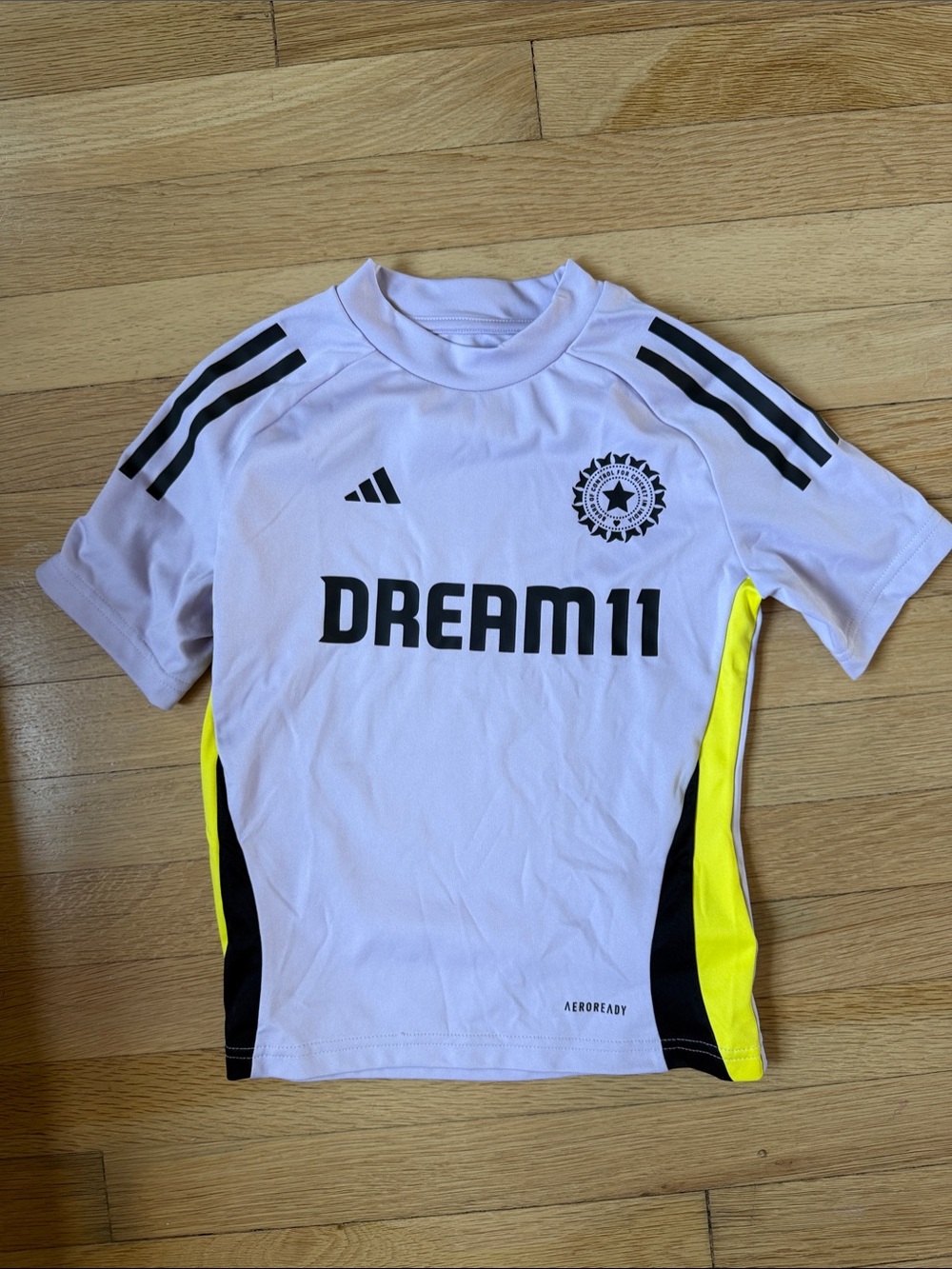 India Dream 11 Cricket Jersey adidas Kids White & Yellow Dream11 Athletic Jersey